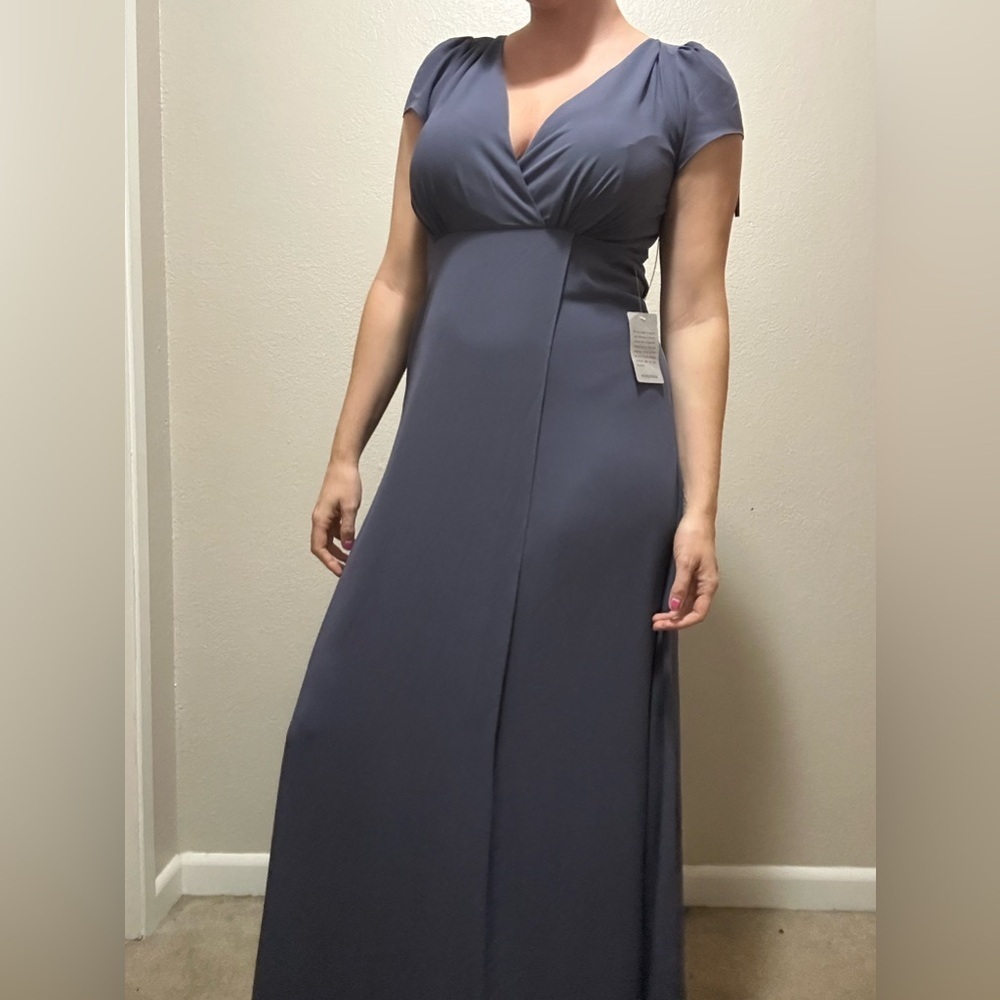 Lulus NWT Bridesmaid Maxi Dress in Slate Blue – Flutter Sleeve, Size Small